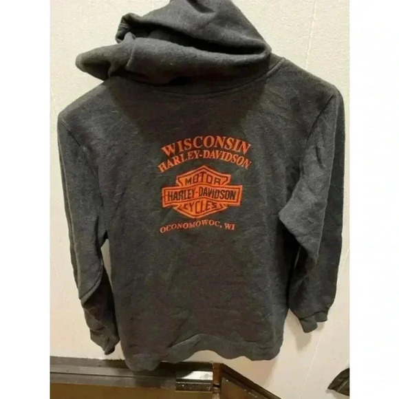 Harley Davidson Wisconsin Women's Full Zip Hoodie Sweatshirt Gray L - Picture 2 of 3